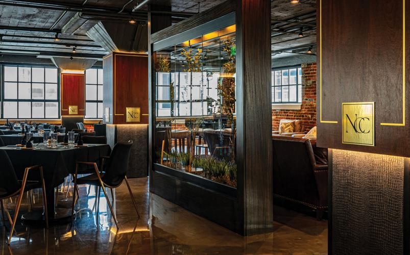 Lounge seating inside the Nashville City Club.